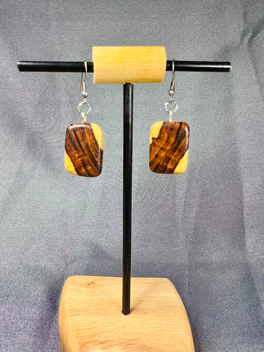 Ironwood Two-Tone Wood Earrings