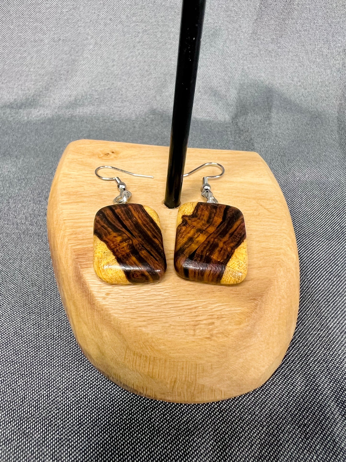 Ironwood Two-Tone Wood Earrings