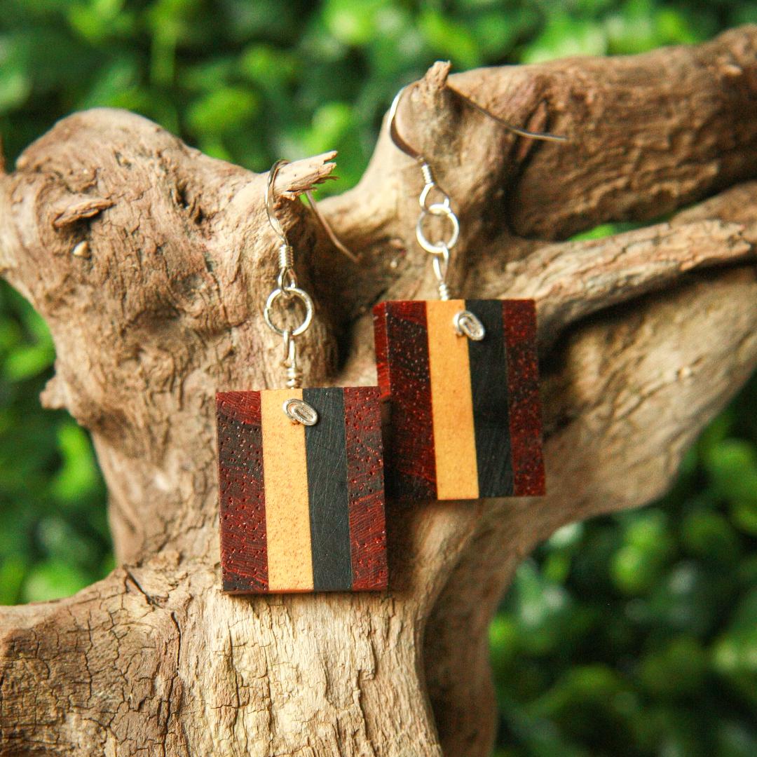 Padauk, Yellow Heart, Ebony Earrings